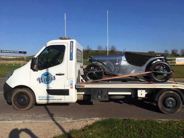 An Austin 7 being recovered by one of our rented recovery vans