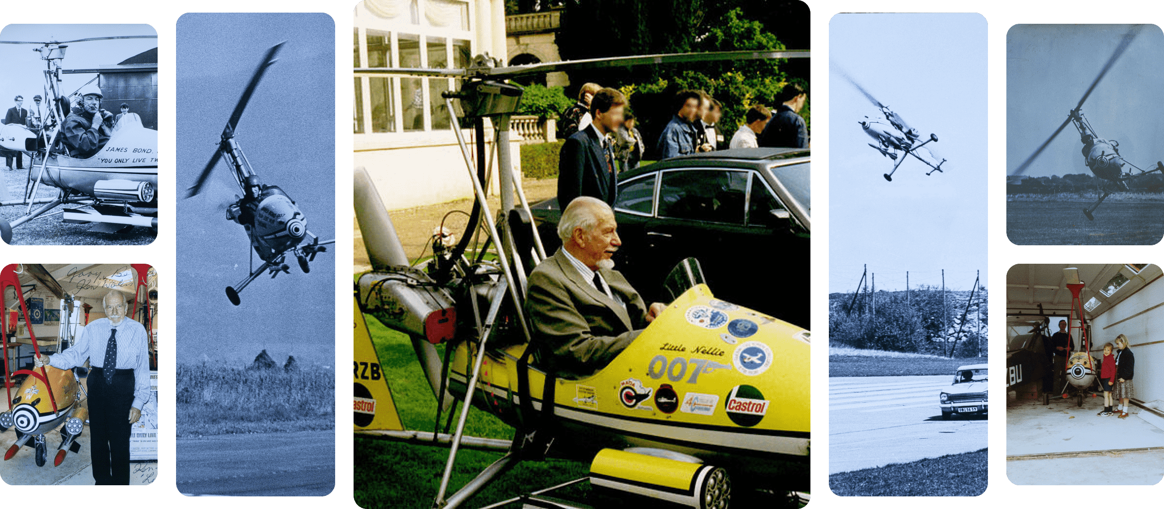 A montage of Little Nellie, Elliot and Ken wallis.